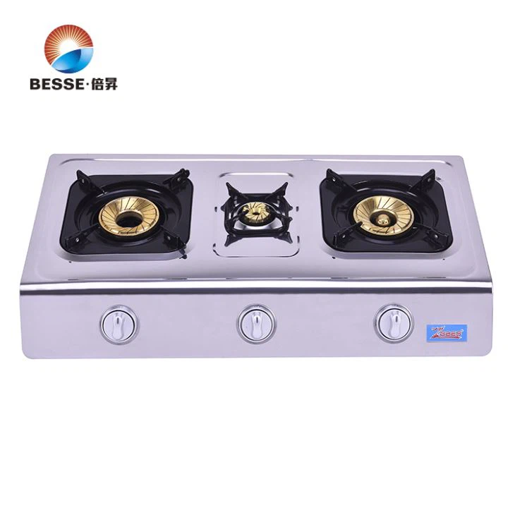 Convenient Use Stainless Steel Three Burners Blue Fire Gas Stove Convenient Use Stainless Steel Three Burners Blue Fire Gas Stove