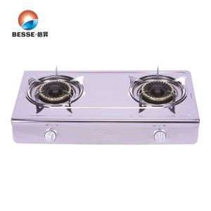 بہترین معیار سٹینلیس سٹیل پینل ڈبل برنر ڈیسک ٹاپ سے گیس کوکر