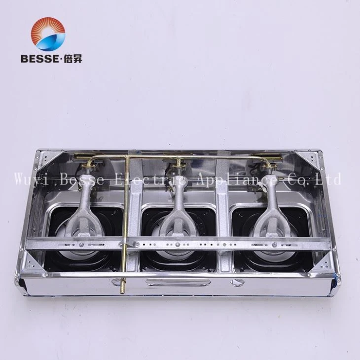 Portable Elegant Silver 3 Burner Gas Stove Cooker (ZG-3092B) Portable Elegant Silver 3 Burner Gas Stove Cooker (ZG-3092B)